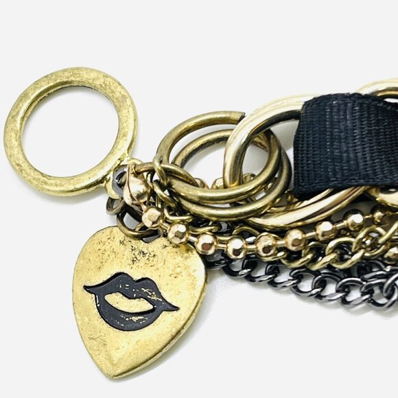 Betsey Johnson Fairy Goth Wing Heart Leopard Multi-layer Chain Crystal Bracelet - Picture 6 of 12